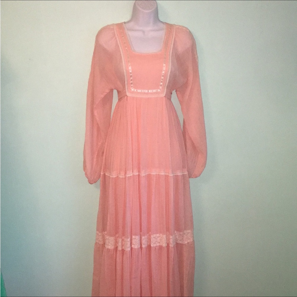 Vintage 60’s Roberta California Cottagecore Peasant Maxi Dress Size XS S